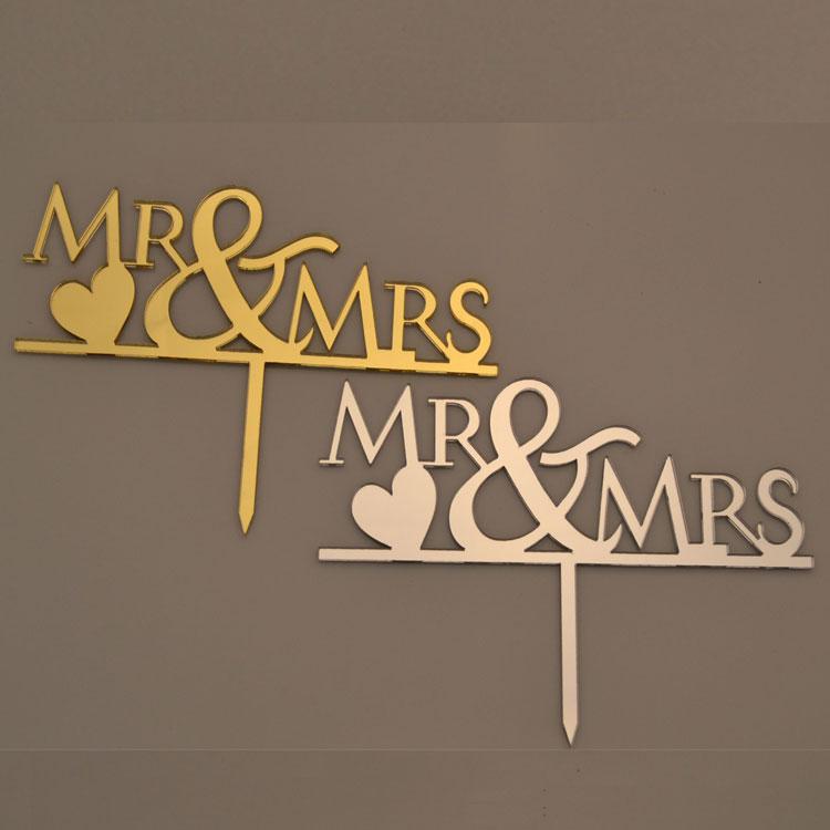 Cake Topper Mr& Mrs Gold