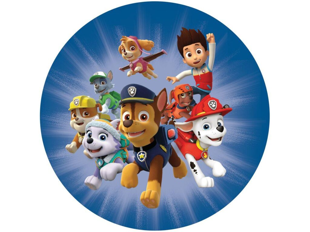 Runder Tortenaufleger mit Paw-Patrol-Motiv