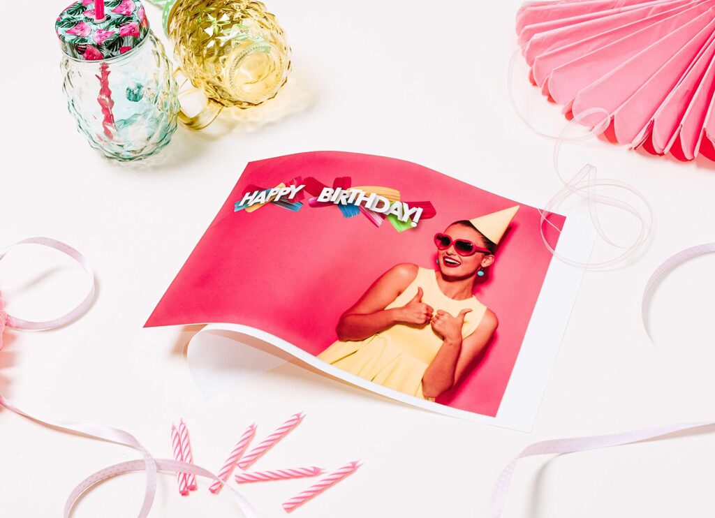 Tortenaufleger mit Happy-Birthday-Motiv und Geburtstagsparty-Foto