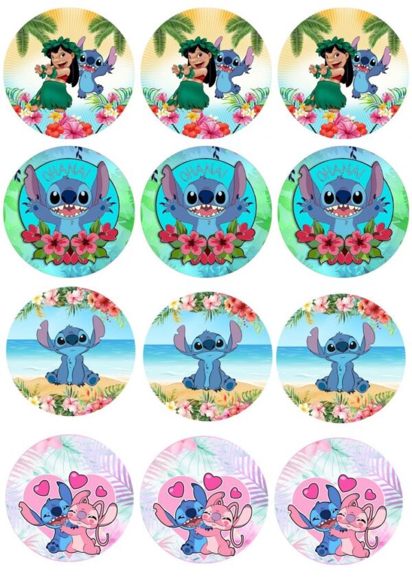 Lilo & Stitch Muffinaufleger – 12 Stück aus Fondantpapier M3