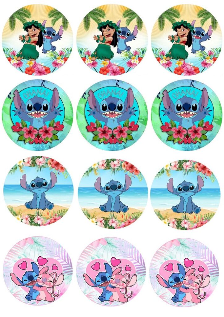 Runder Tortenaufleger mit Stitch-Motiv, 12er-Set