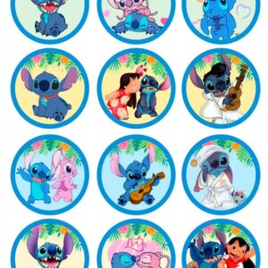 Lilo & Stitch Muffinaufleger – 12 Stück aus Fondantpapier M2