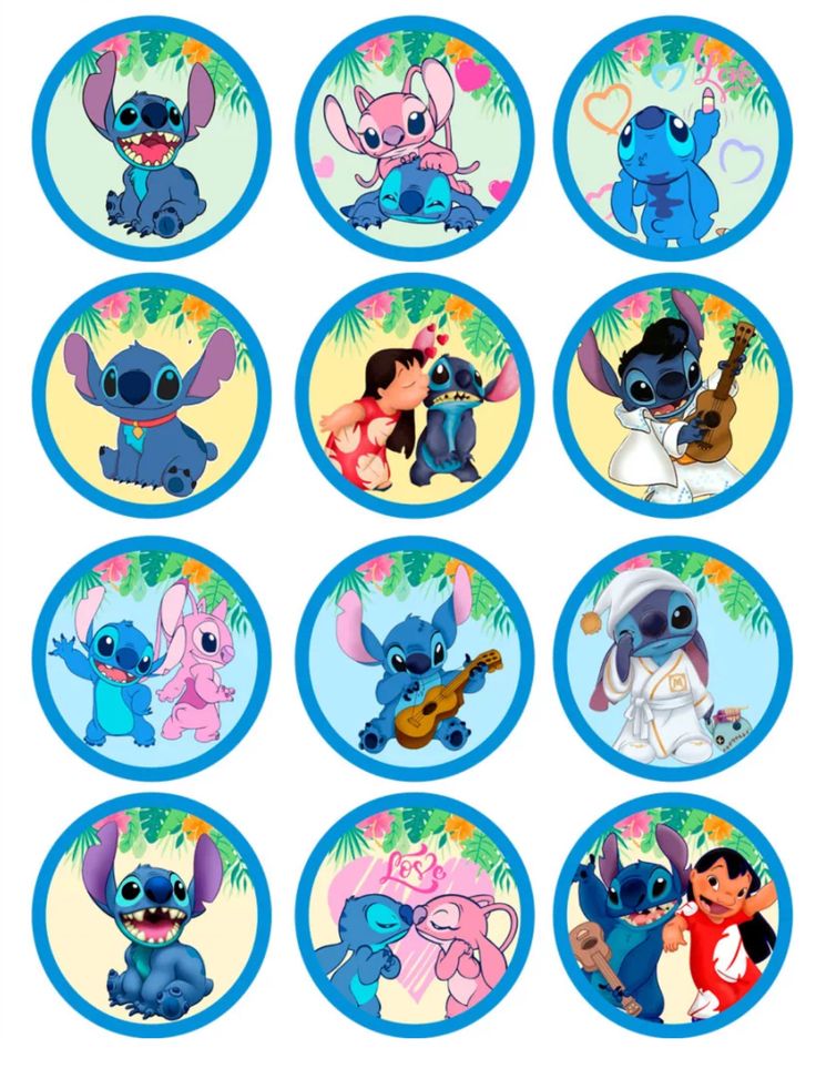 Lilo & Stitch Muffinaufleger – 12 Stück aus Fondantpapier M2 – Bild 1