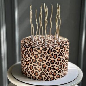 Leopardenmuster Tortendeko Tortenband – 2 Streifen Tortenrand