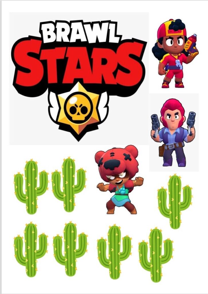 Runder Tortenaufleger mit Brawl Stars-Motiv