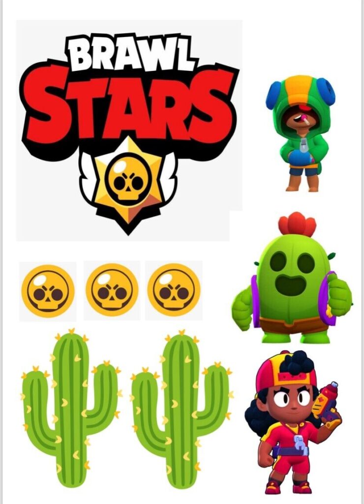 Brawl Stars Tortenaufleger mit Spielmotiv und Figuren