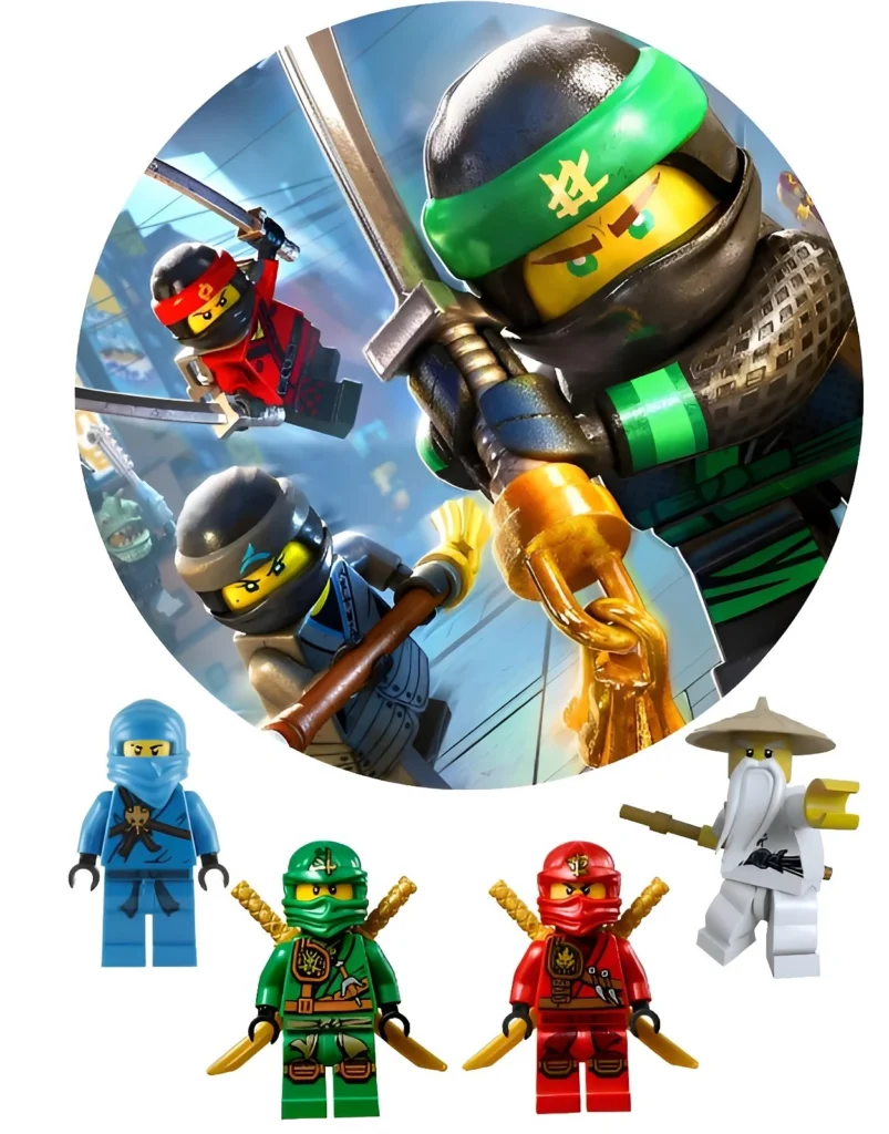 Runder Tortenaufleger mit Ninjago-Motiv