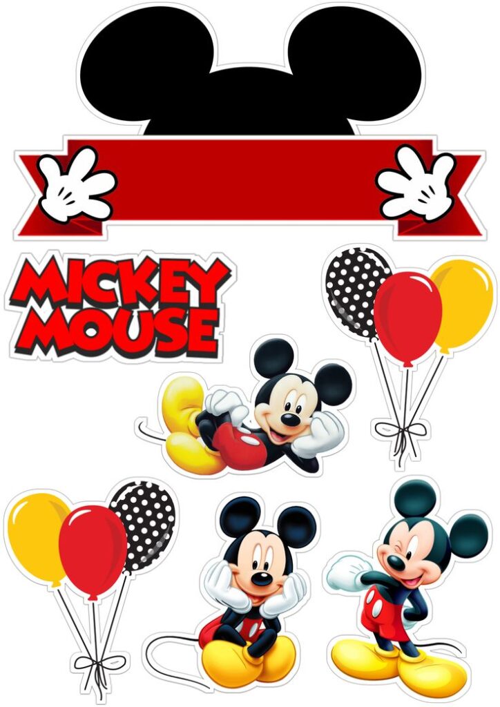Tortenaufleger Mickey Mouse mit Ballons