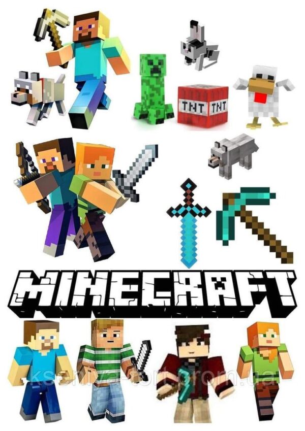 Minecraft Tortenaufleger Tortendeko Set 3 Minecraft