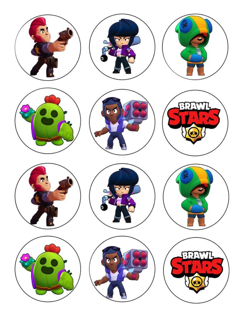 Runder Tortenaufleger mit Brawl Stars-Motiv