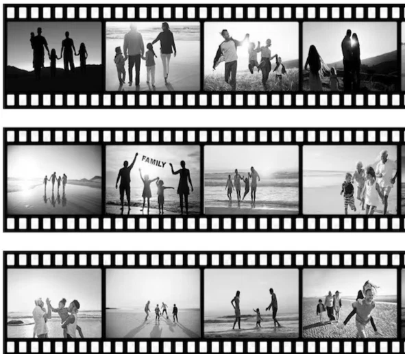 Personalisierte Tortenaufleger im Filmstreifen-Design – Essbar aus Fondantpapier, 12 Wunschbilder