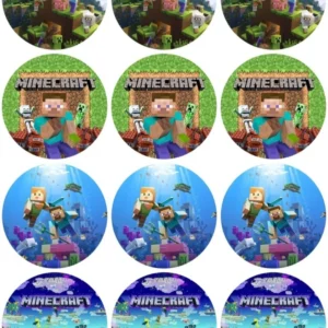 Minecraft Muffinaufleger – 12 Stück aus Fondantpapier M1 – Bild 1