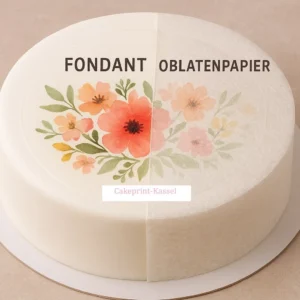 Runder Tortenaufleger mit Blumenmotiv, Fondant- und Oblatenpapier