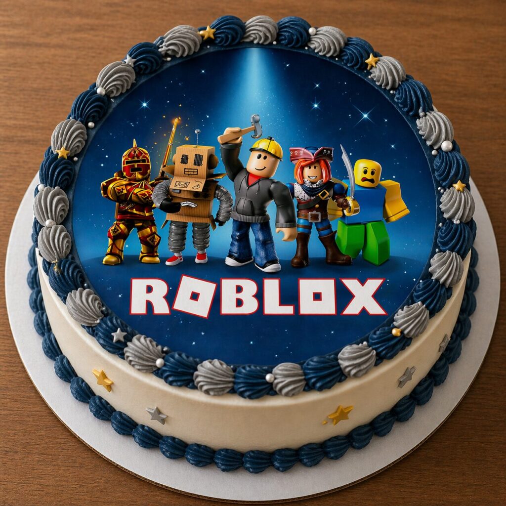Runder Tortenaufleger mit Roblox-Motiv
