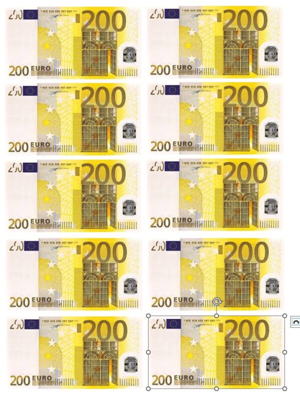 Gelscheine essbar 200€ aus Fondantpapier 200€ Scheine