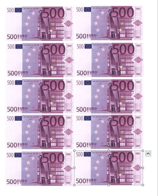 Gelscheine essbar 500€ aus Fondantpapier 500€ Scheine