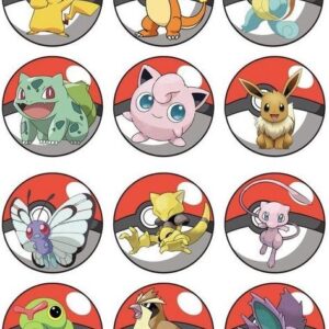 Runder Tortenaufleger mit Pokémon-Motiven