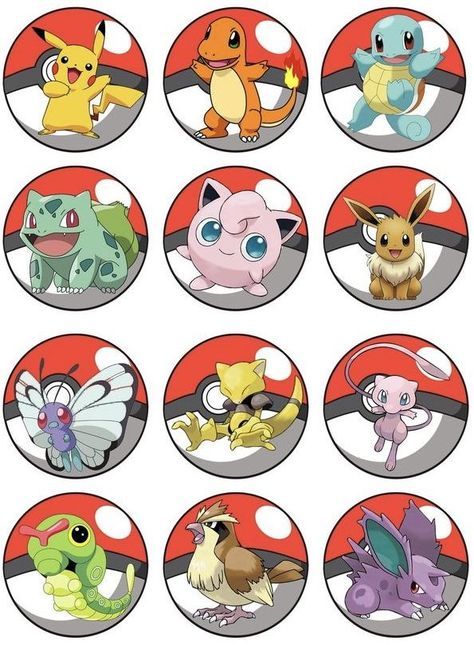 Runder Tortenaufleger mit Pokémon-Motiven