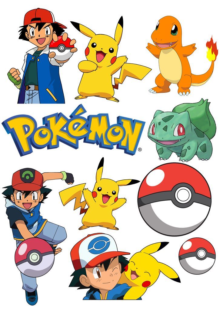 Pokémon-Tortenaufleger mit Pikachu, Ash und Pokémon-Logo