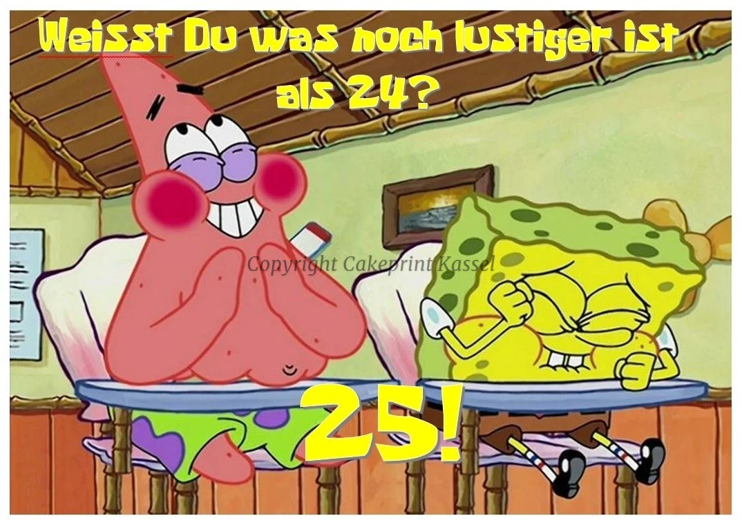 Tortenaufleger mit SpongeBob- und Patrick-Motiv, witziger 25. Geburtstag
