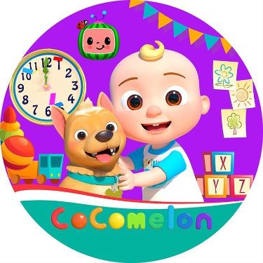 Runder Tortenaufleger mit Cocomelon-Motiv