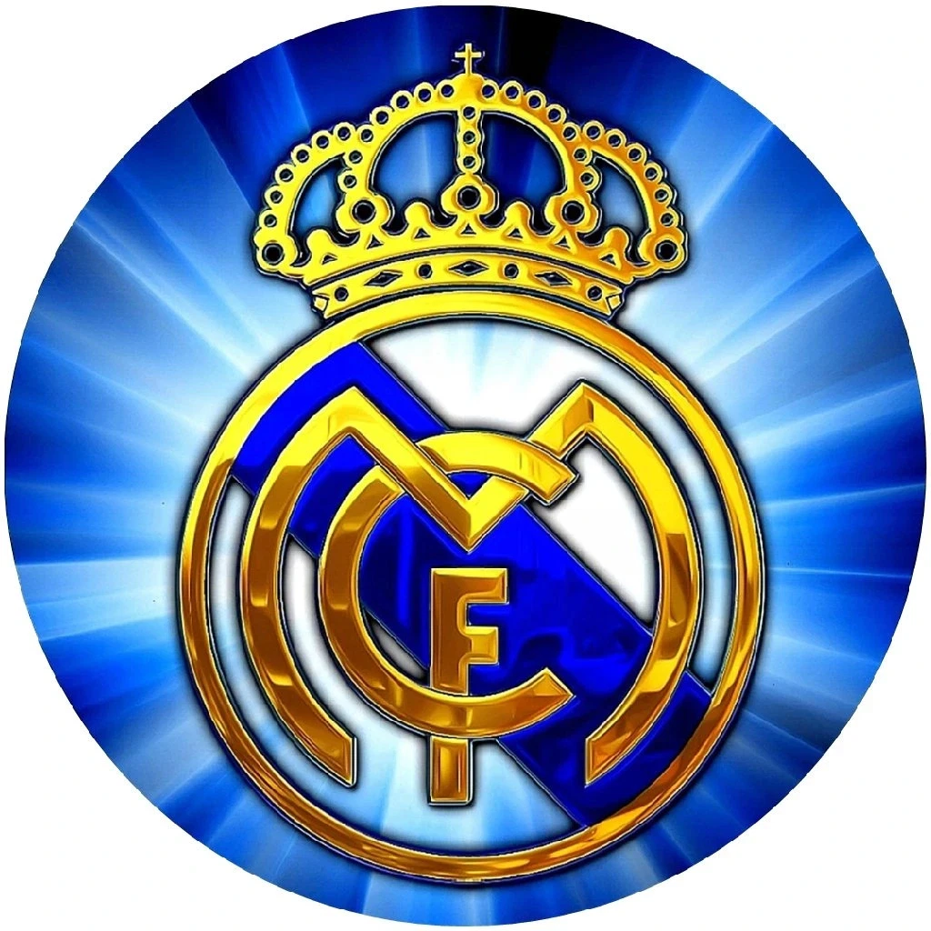 Runder Tortenaufleger mit königlichem Monogramm und Krone‑Motiv real Madrid