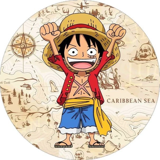 Runder Tortenaufleger mit One-Piece-Motiv und Piratenkarte