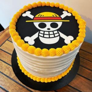 Runder Tortenaufleger mit One-Piece-Piratenmotiv