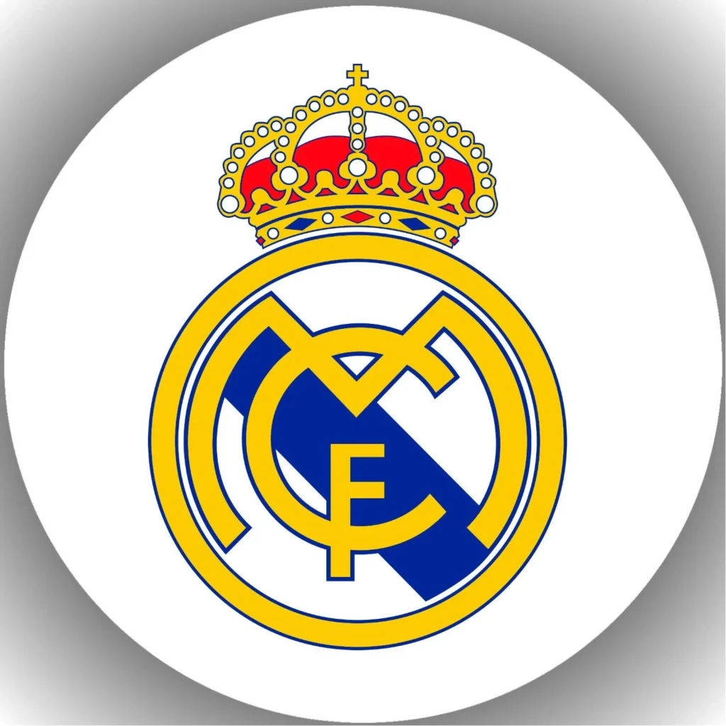 Runder Tortenaufleger mit Real-Madrid-Motiv und Krone