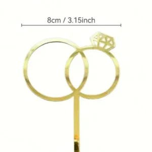 Tortenstecker mit goldenen Eheringen, 8 cm