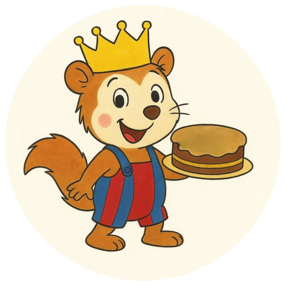 Runder Tortenaufleger mit königlichem Eichhörnchen und Torte